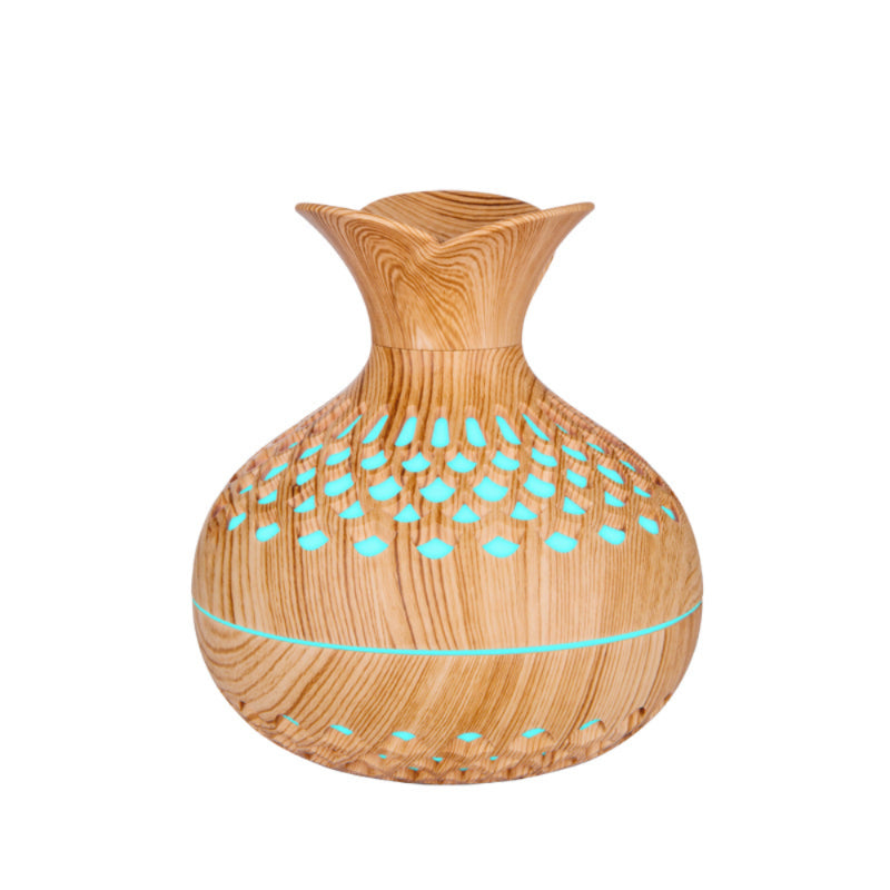 Eco-Friendly Wood Grain Ultrasonic Diffuser – USB Essential Oil Humidifier with Compact Desk Design & Light