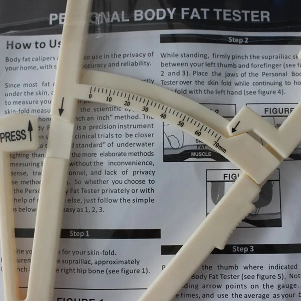 Body Fat Caliper Tester – Skinfold Measurement Tool with Chart (1/3/5 Pcs)