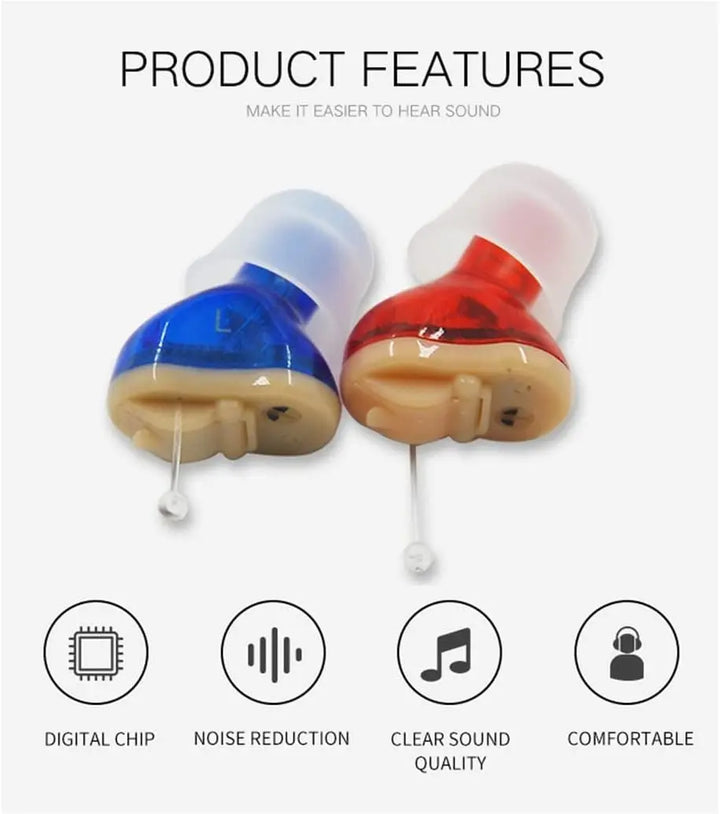 Premium CIC Hearing Aid Pair – Mini In-Ear Sound Amplifier with Portable Case
