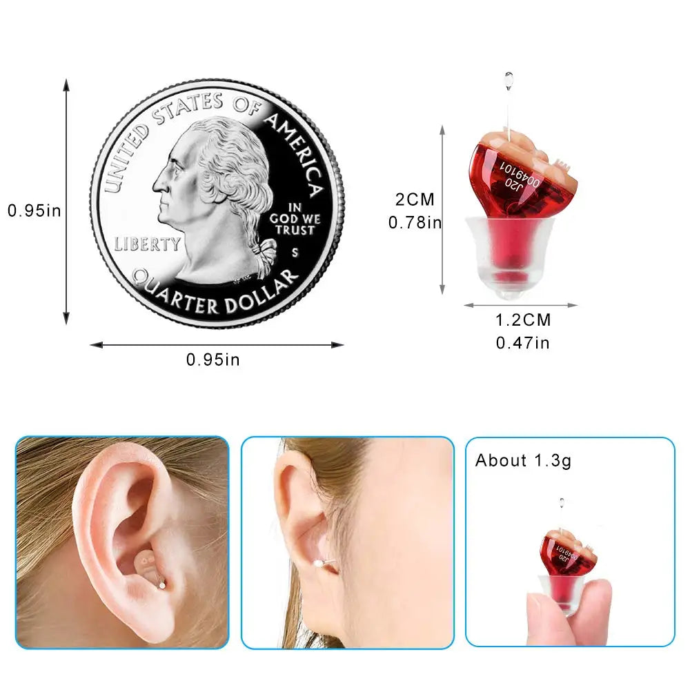 Premium CIC Hearing Aid Pair – Mini In-Ear Sound Amplifier with Portable Case