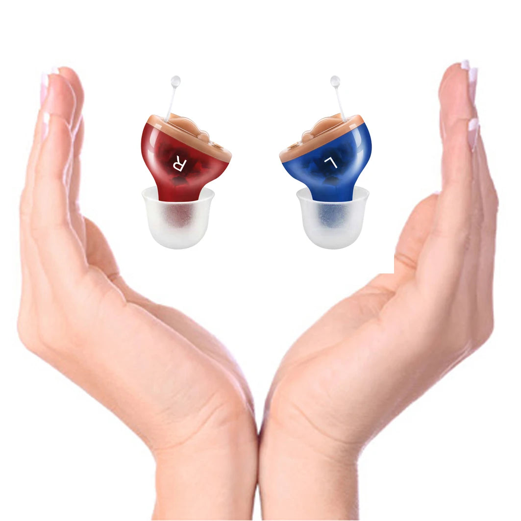 Premium CIC Hearing Aid Pair – Mini In-Ear Sound Amplifier with Portable Case