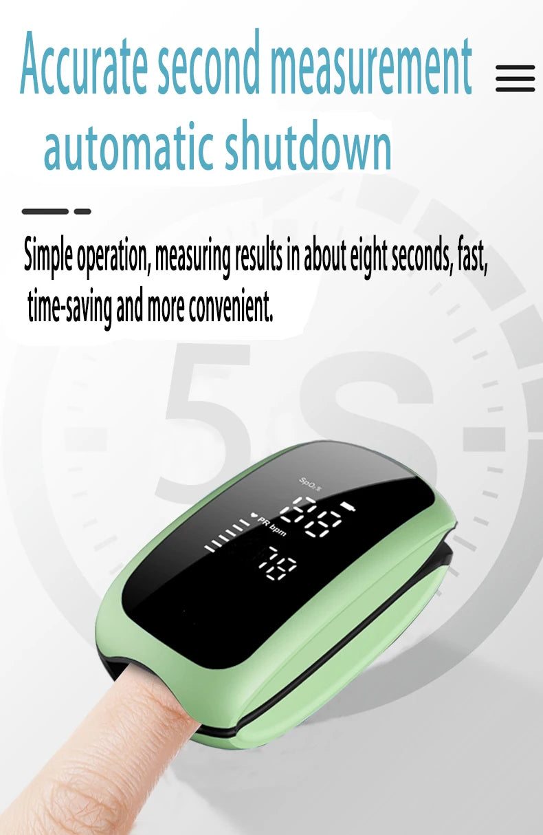 Recharge Finger Pulse Oximeter SpO2 Blood Oxygen Saturation Monitor with Rate Measurements Meter Medical Digital LED Heart Rate