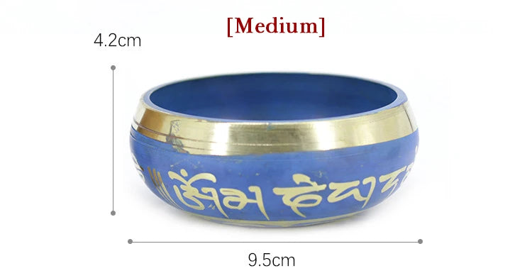 Silent Mind Tibetan Singing Bowl Set – Blue Design with Dual Surface Mallet & Silk Cushion for Peace & Meditation