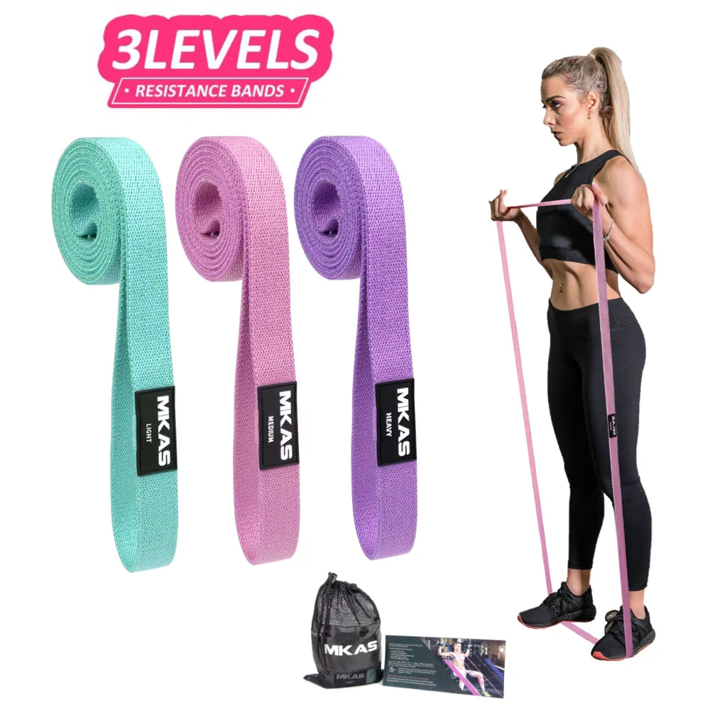 MKAS Fitness Long Resistance Bands – 3-Piece Fabric Workout Set for Pull-Ups, Glute Training & Full-Body Exercis