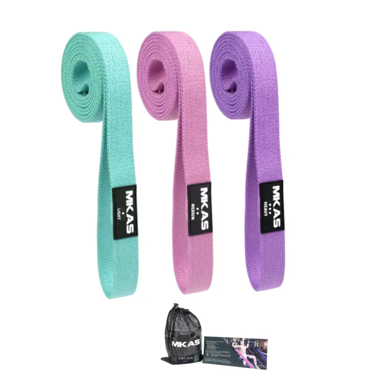MKAS Fitness Long Resistance Bands – 3-Piece Fabric Workout Set for Pull-Ups, Glute Training & Full-Body Exercis