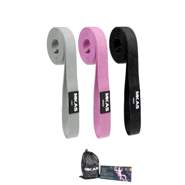 MKAS Fitness Long Resistance Bands – 3-Piece Fabric Workout Set for Pull-Ups, Glute Training & Full-Body Exercis