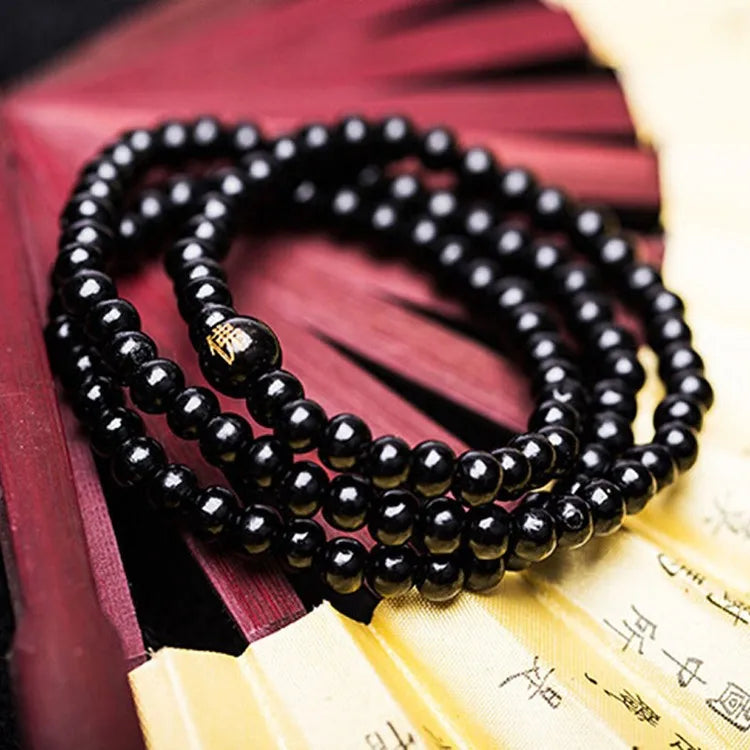 6mm Sandalwood 108 Bead Mala – Buddhist Prayer Bracelet for Meditation & Yoga