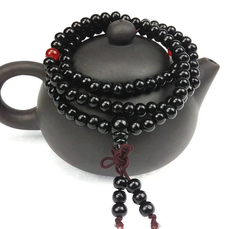 6mm Sandalwood 108 Bead Mala – Buddhist Prayer Bracelet for Meditation & Yoga