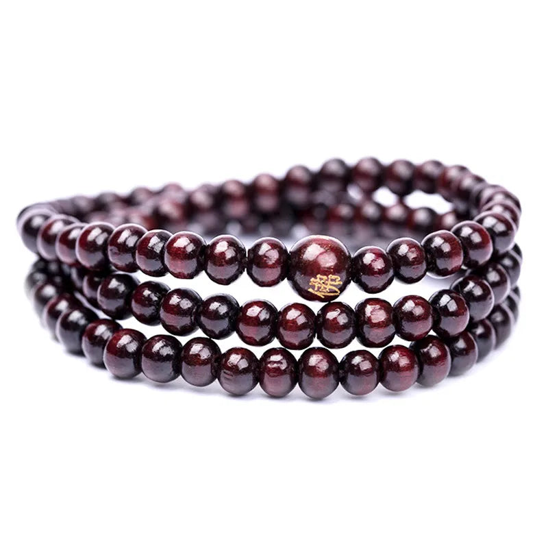 6mm Sandalwood 108 Bead Mala – Buddhist Prayer Bracelet for Meditation & Yoga