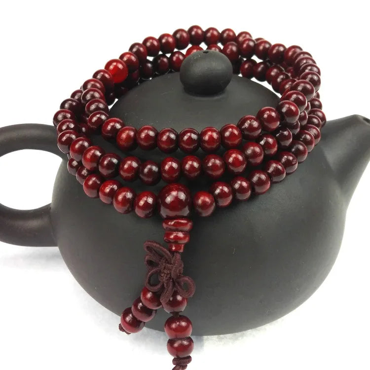 6mm Sandalwood 108 Bead Mala – Buddhist Prayer Bracelet for Meditation & Yoga