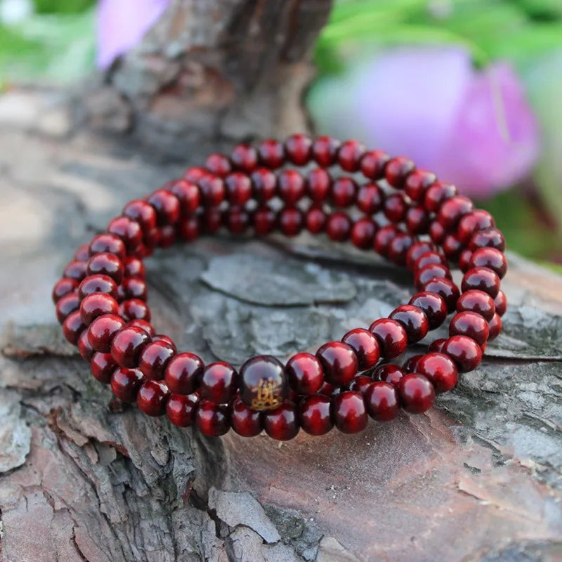 6mm Sandalwood 108 Bead Mala – Buddhist Prayer Bracelet for Meditation & Yoga