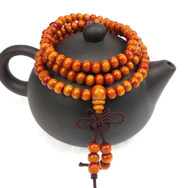 6mm Sandalwood 108 Bead Mala – Buddhist Prayer Bracelet for Meditation & Yoga
