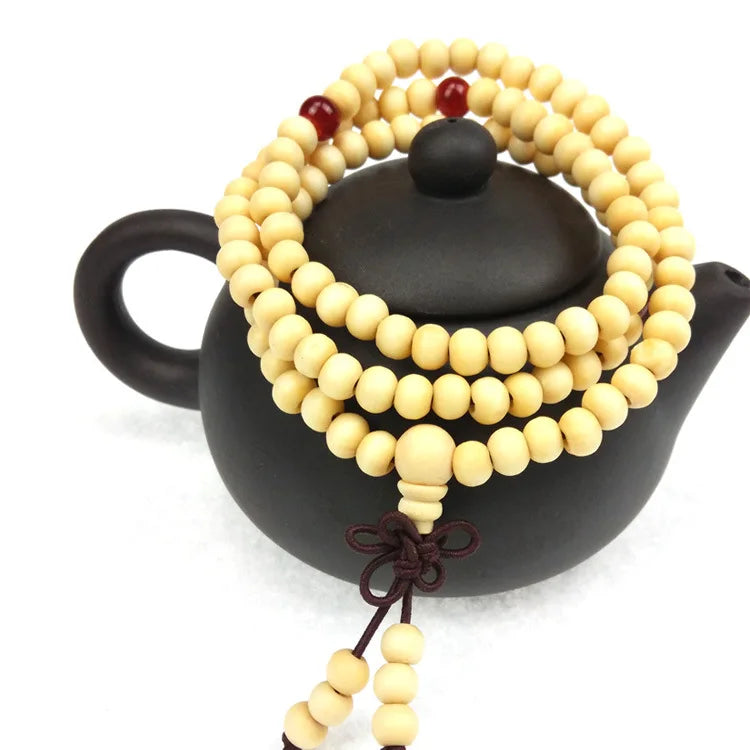 6mm Sandalwood 108 Bead Mala – Buddhist Prayer Bracelet for Meditation & Yoga