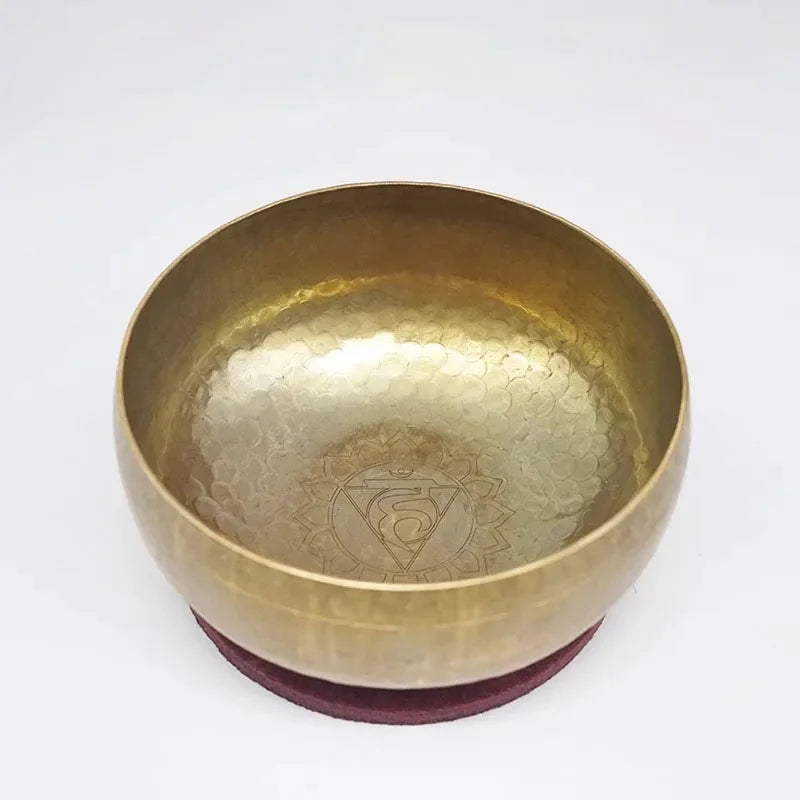 Tibetan Bronze Singing Bowl Set – Handmade Buddhist Sound Healing Bowl with Cushion & Wooden Stick for Meditation & Spiritual Practice