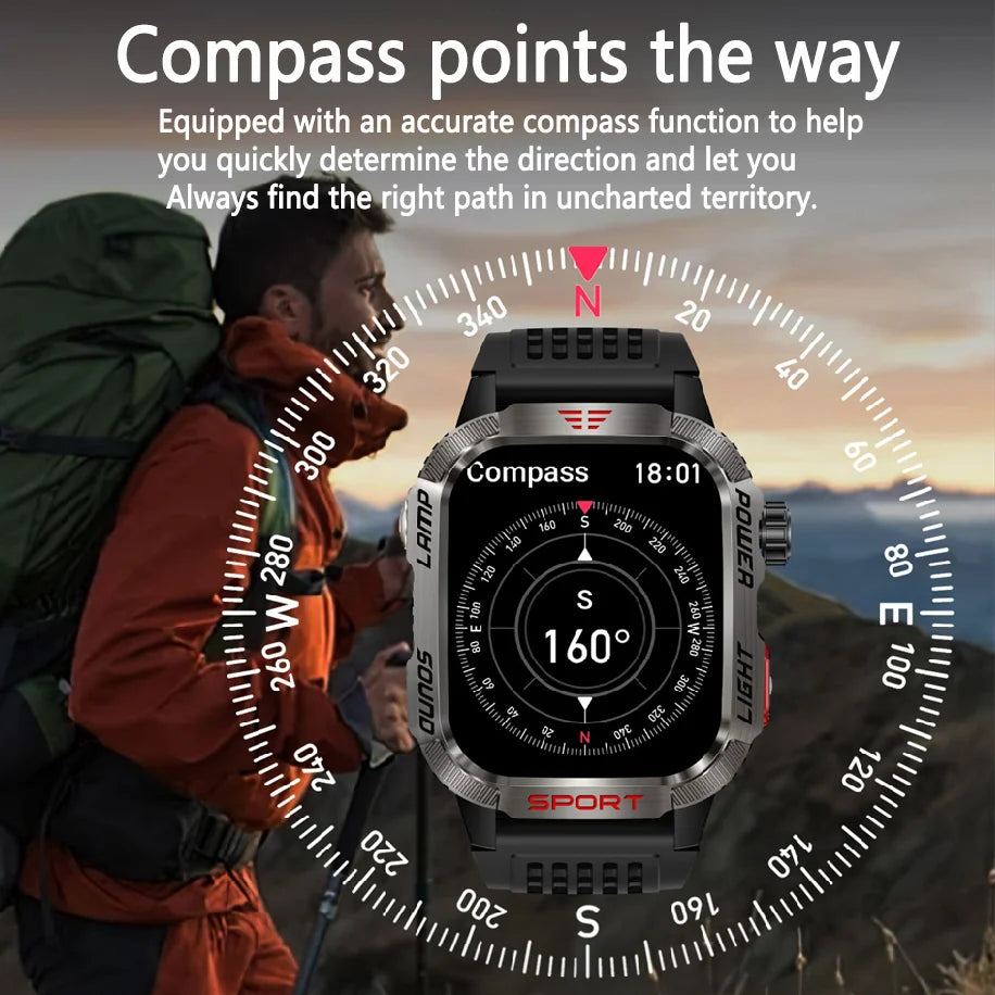 Men’s Military GPS Smartwatch – Outdoor Sport Tracker with Compass & Flashlight