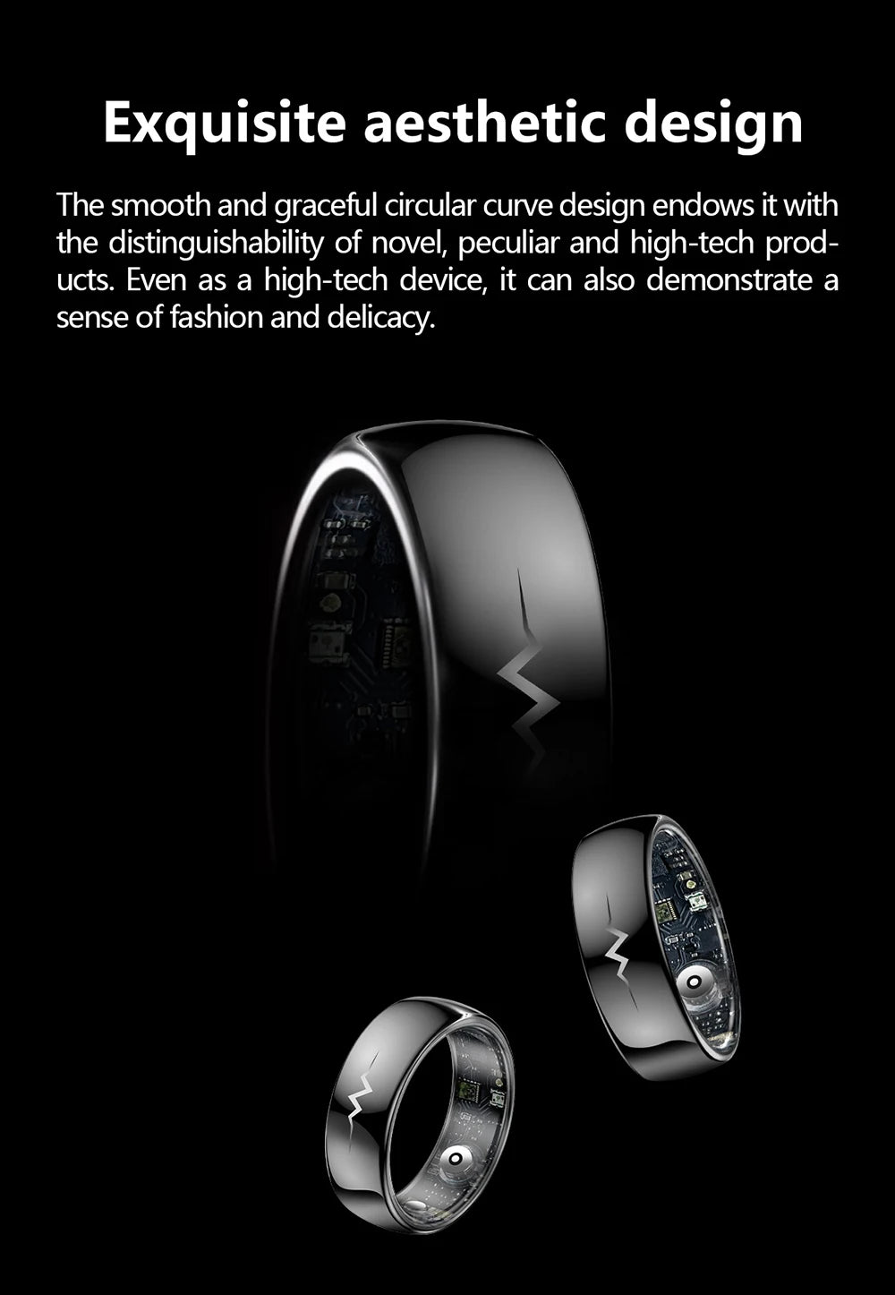 High-End Smart Ring – ECG, Blood Oxygen, Heart Rate & Blood Pressure Monitor with Sleep Tracking, 5ATM Waterproof, Multi-Sport Modes