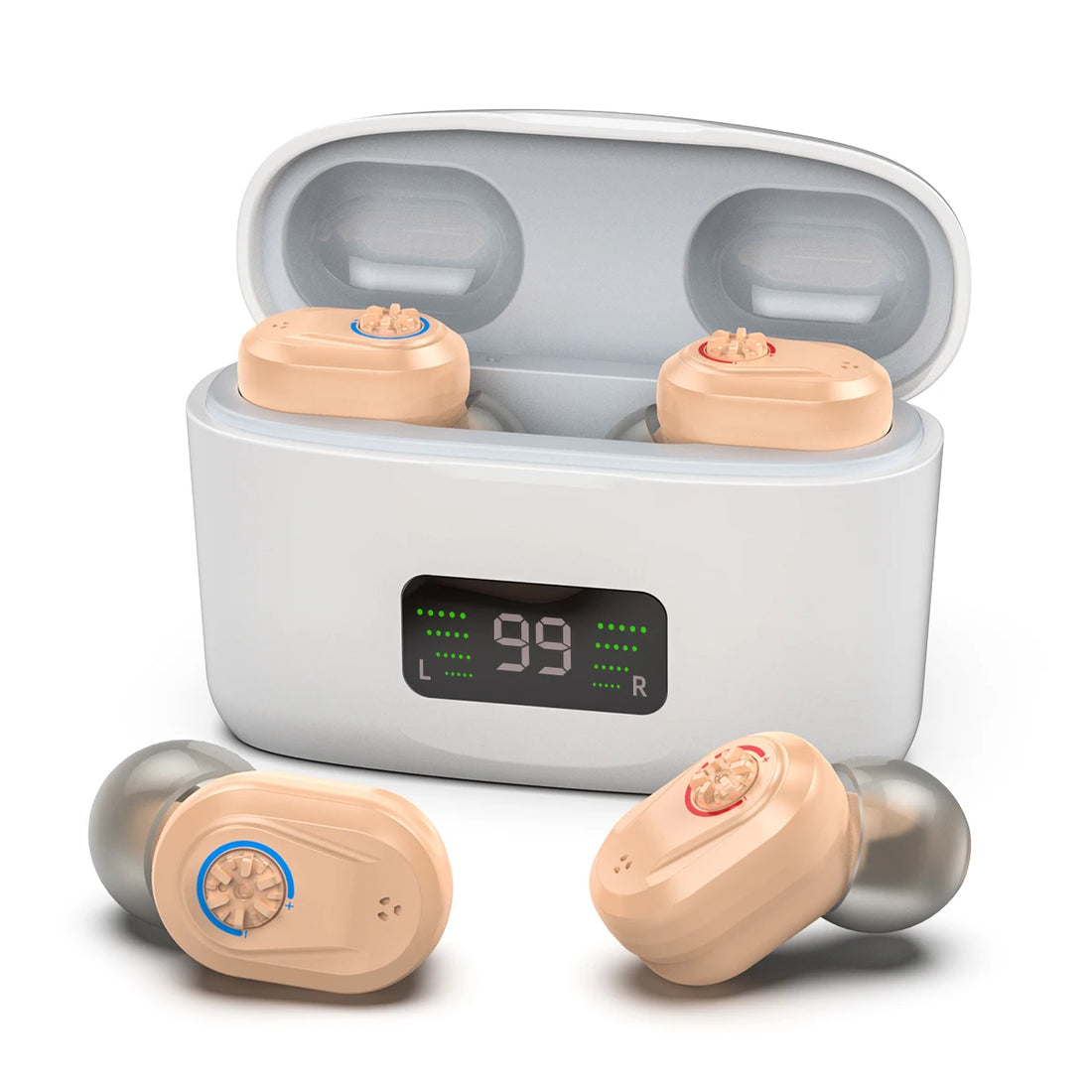 Wireless Mini Hearing Aid for Seniors – HD Digital Noise-Cancelling Ear Device with Charging Box