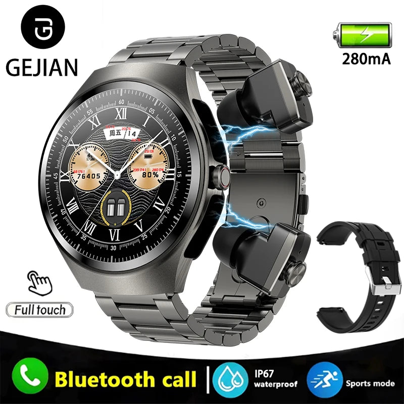 GEJIAN Smartwatch with Built-in Headphones & AMOLED Display