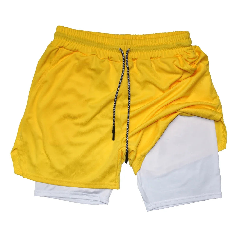 Men’s 2-in-1 Double Layer Gym Shorts – Quick-Dry Workout & Running Shorts
