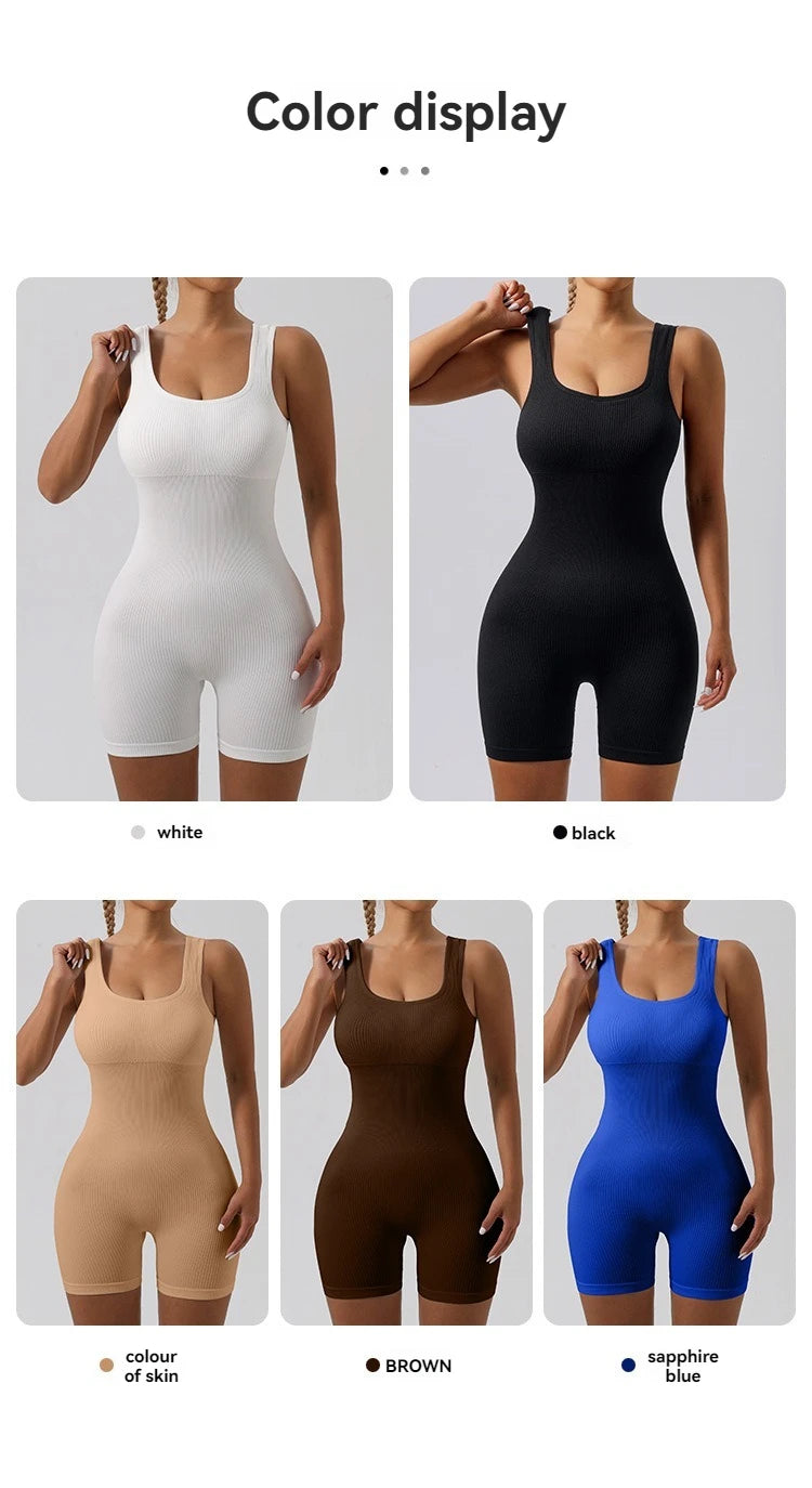 Seamless Tummy Control Bodysuit – Women’s Backless One-Piece Yoga Romper
