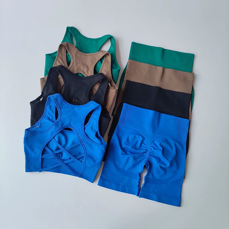 2PCS Seamless Yoga Set – Sports Bra & High Waist Shorts