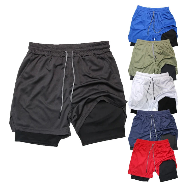 Men’s 2-in-1 Double Layer Gym Shorts – Quick-Dry Workout & Running Shorts
