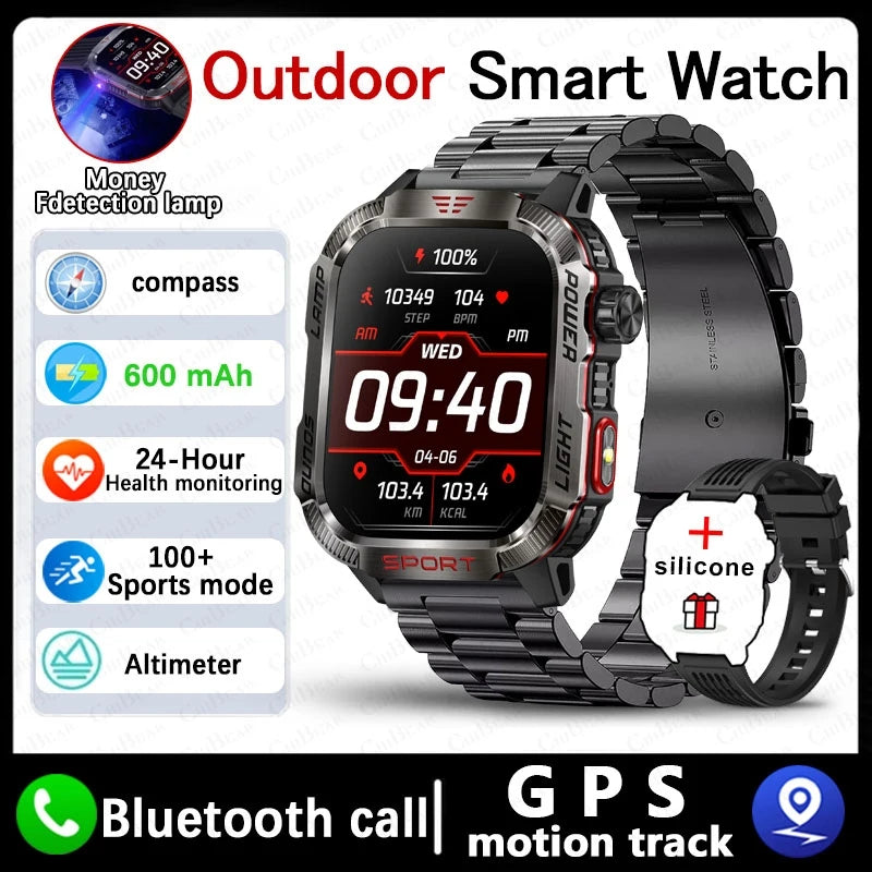Men’s Military GPS Smartwatch – Outdoor Sport Tracker with Compass & Flashlight