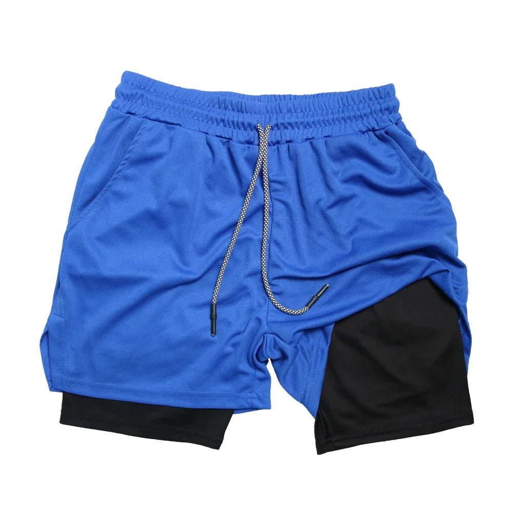 Men’s 2-in-1 Double Layer Gym Shorts – Quick-Dry Workout & Running Shorts