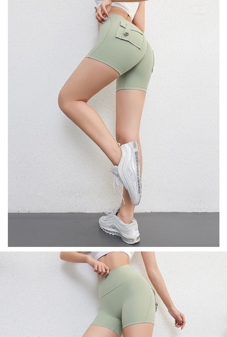 Women's Peach Lift Fitness Shorts – Pocket Yoga Three-Quarter Pants