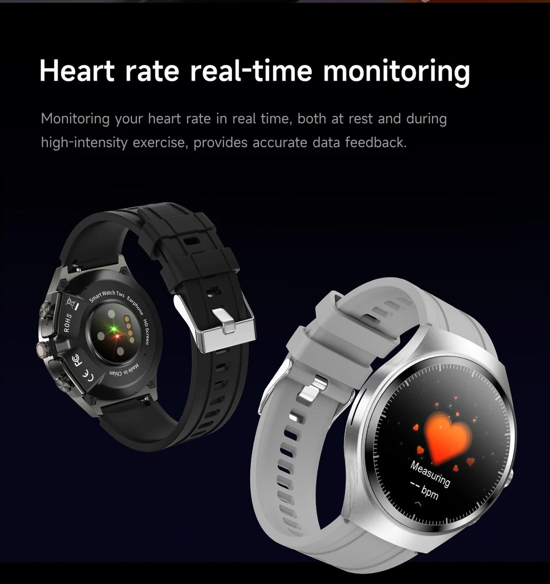 GEJIAN Smartwatch with Built-in Headphones & AMOLED Display