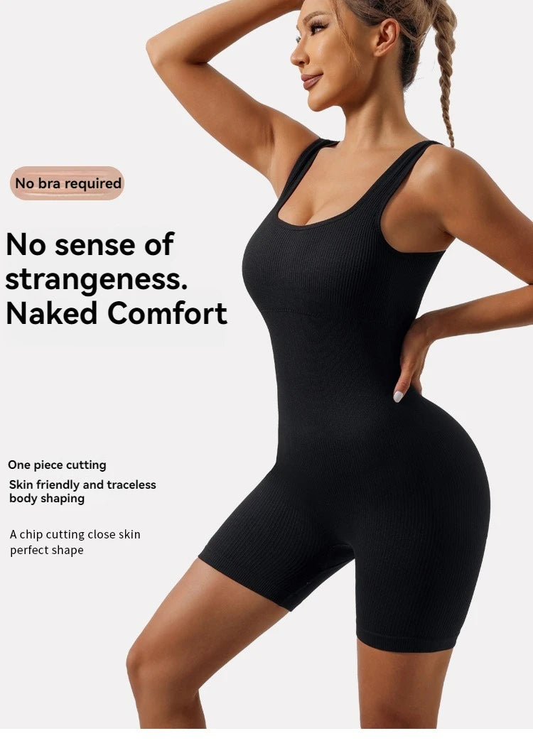 Seamless Tummy Control Bodysuit – Women’s Backless One-Piece Yoga Romper