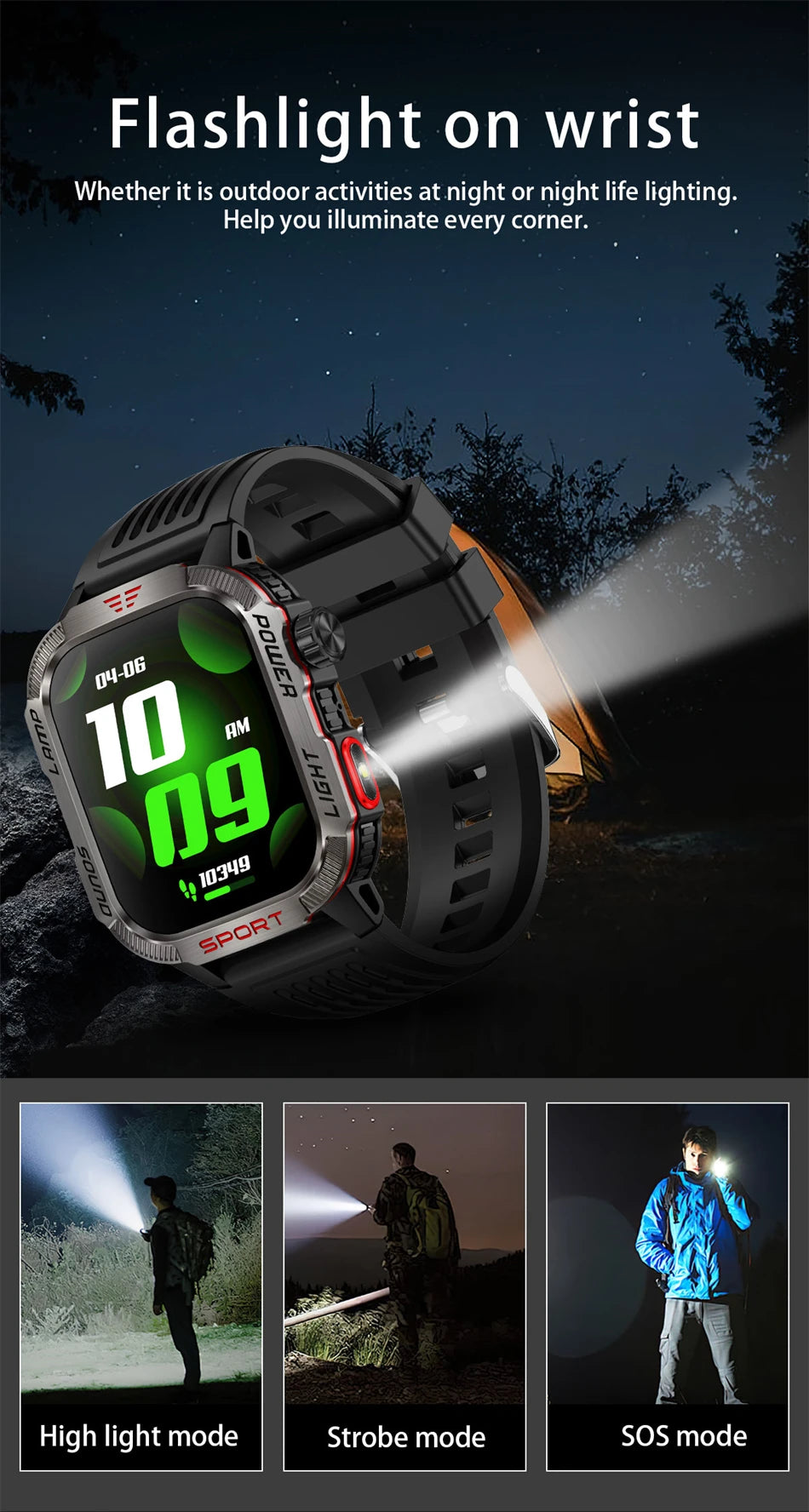 Men’s Military GPS Smartwatch – Outdoor Sport Tracker with Compass & Flashlight