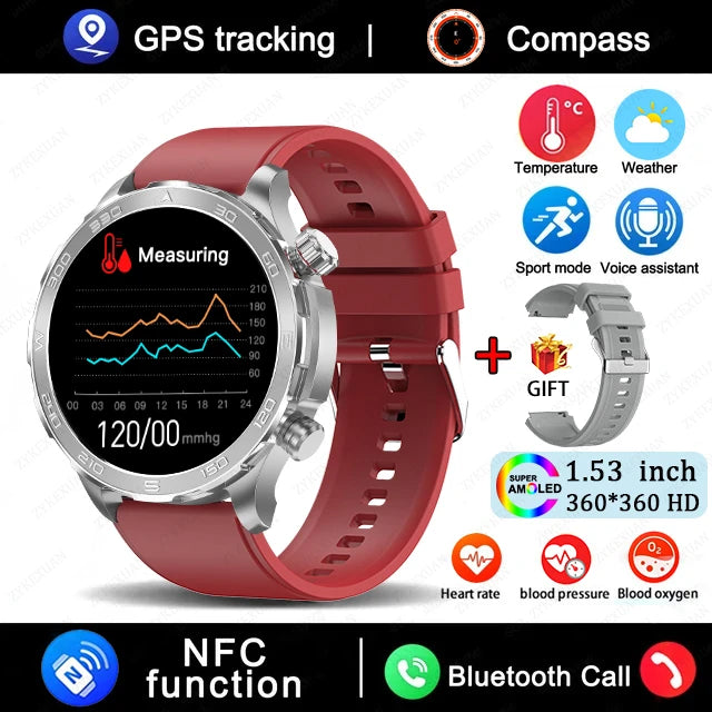 2025 Bluetooth Call Smart Watch Men AMOLED NFC GPS IP68