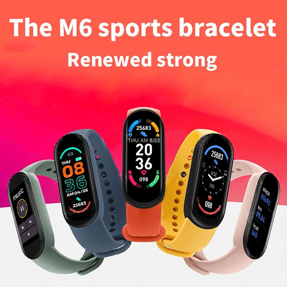 M6 Smart Watch – Waterproof Fitness Tracker with Heart & BP Monitor