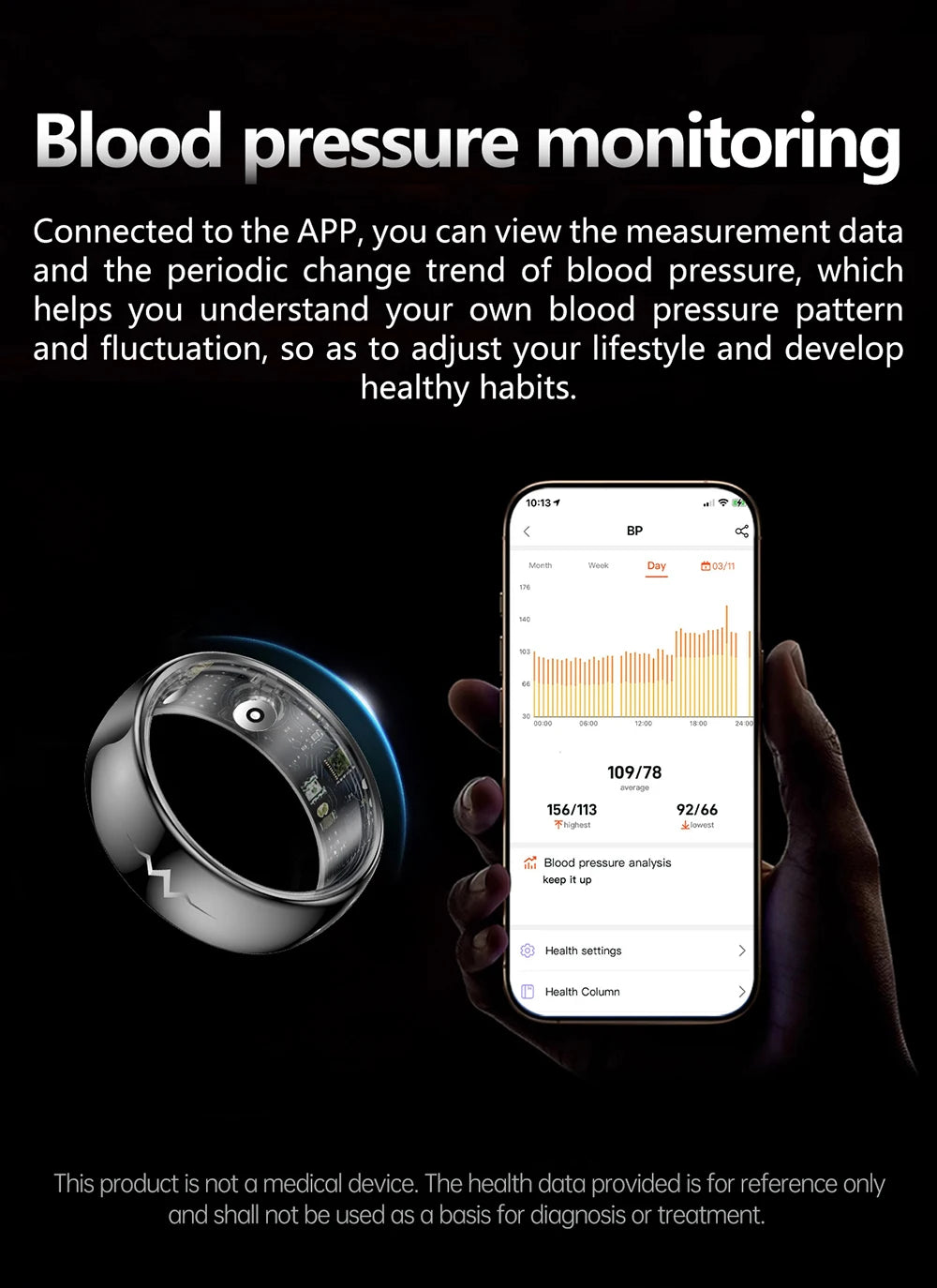 High-End Smart Ring – ECG, Blood Oxygen, Heart Rate & Blood Pressure Monitor with Sleep Tracking, 5ATM Waterproof, Multi-Sport Modes