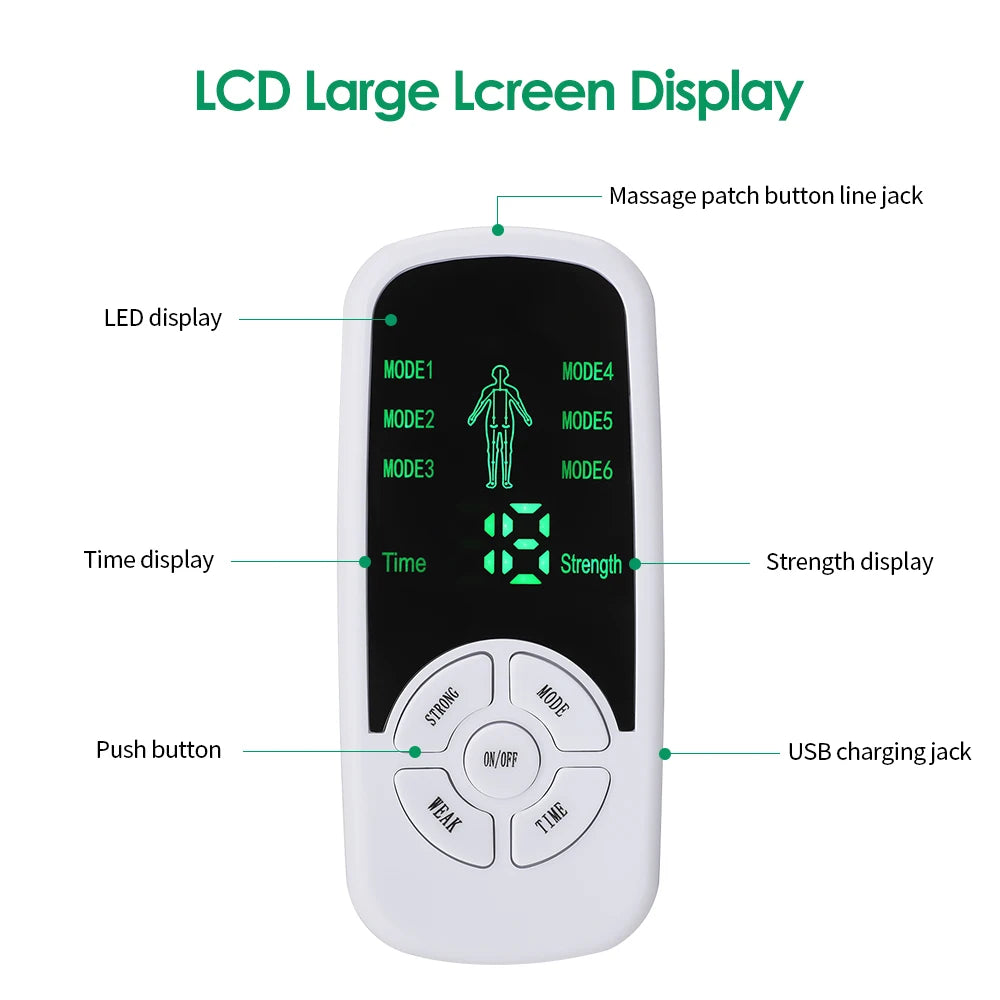 EMS TENS Muscle Stimulator – Physiotherapy Pulse Massager with 6 Modes
