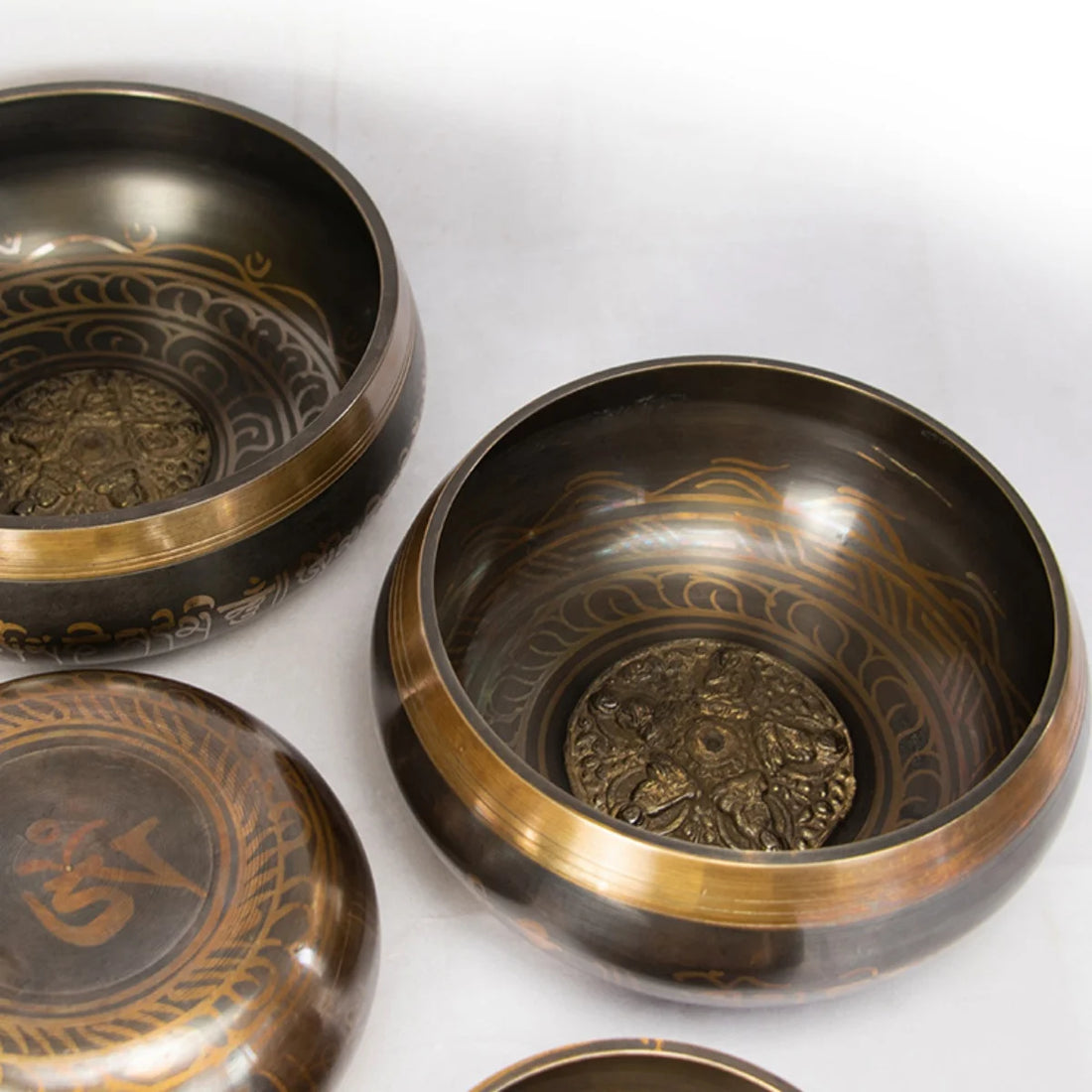 Tibetan Singing Bowl Set – 8.5–20CM Scripture Bowls for Meditation & Healing