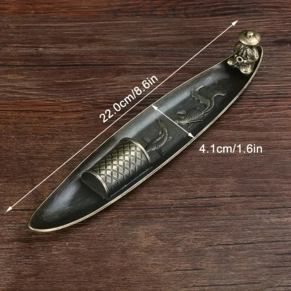 Creative Boat Incense Holder – Japanese Style Fishing Man Ornament, Aromatherapy Stick Burner Home Décor