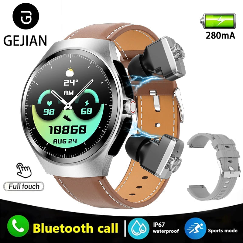 GEJIAN Smartwatch with Built-in Headphones & AMOLED Display
