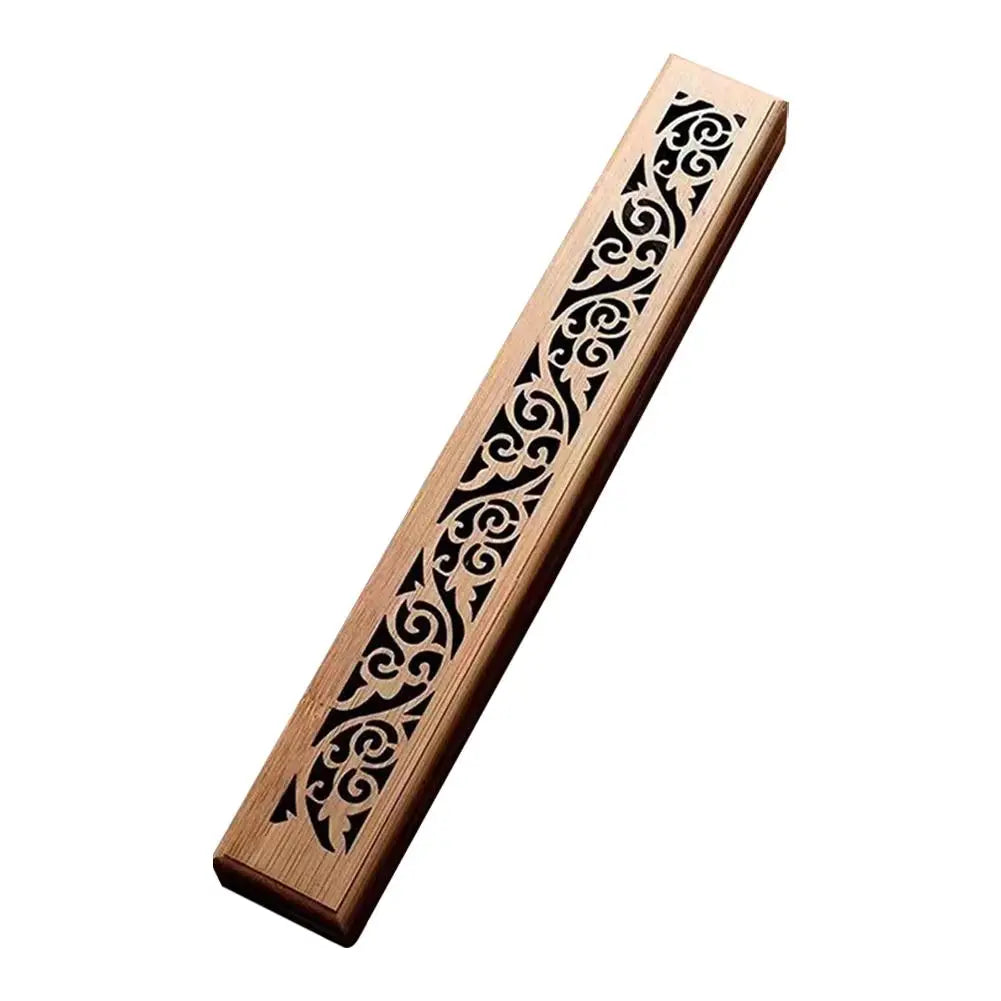 Natural Bamboo Incense Burner Box with Storage & Aromatherapy Plate