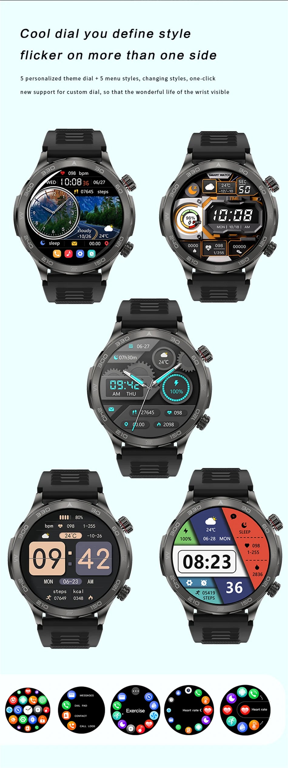 Men’s Smartwatch – AMOLED HD, Bluetooth Call, NFC & GPS