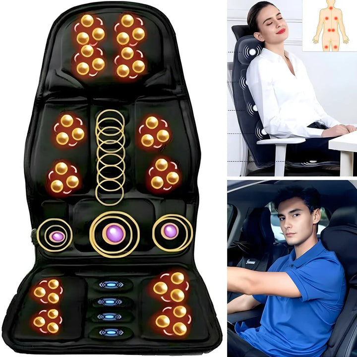 Electric Heating Vibrating Back Massager Cushion – Portable Chair Pad for Car, Home & Office Pain Relief