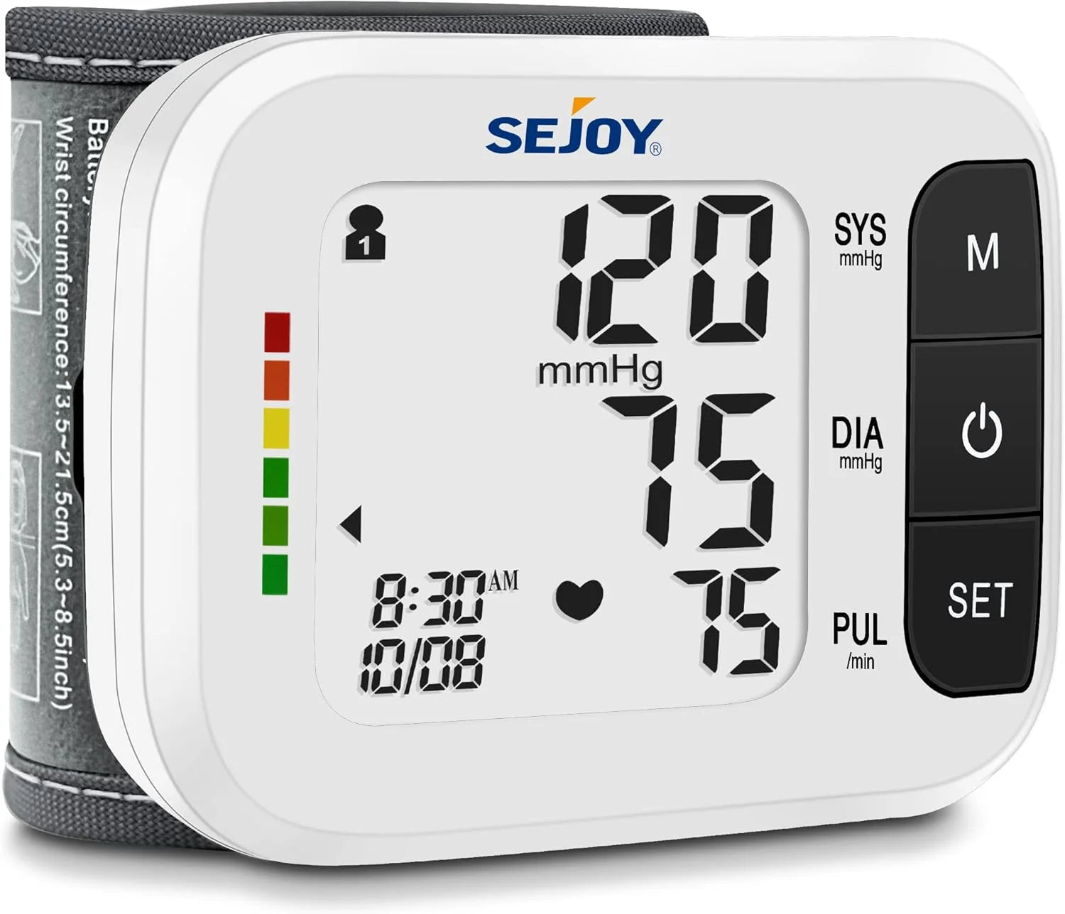 SEJOY Wrist Blood Pressure Monitor – Automatic Cuff with Heartbeat Detection