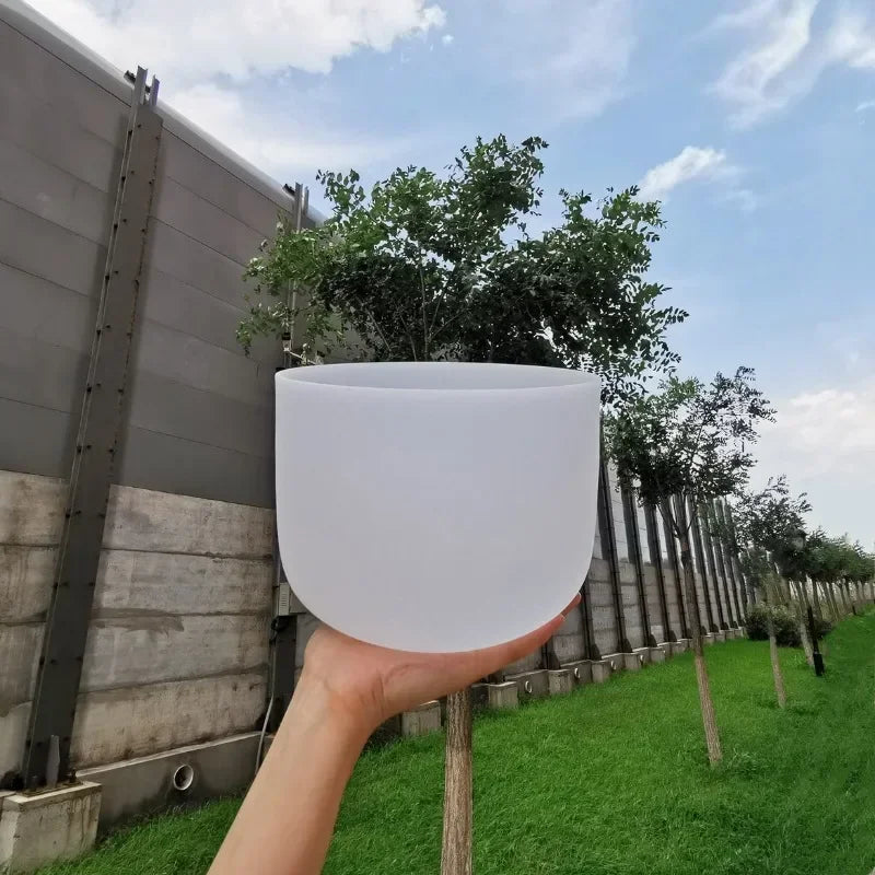 Handmade White Crystal Singing Bowl – Sound Healing & Meditation Instrument