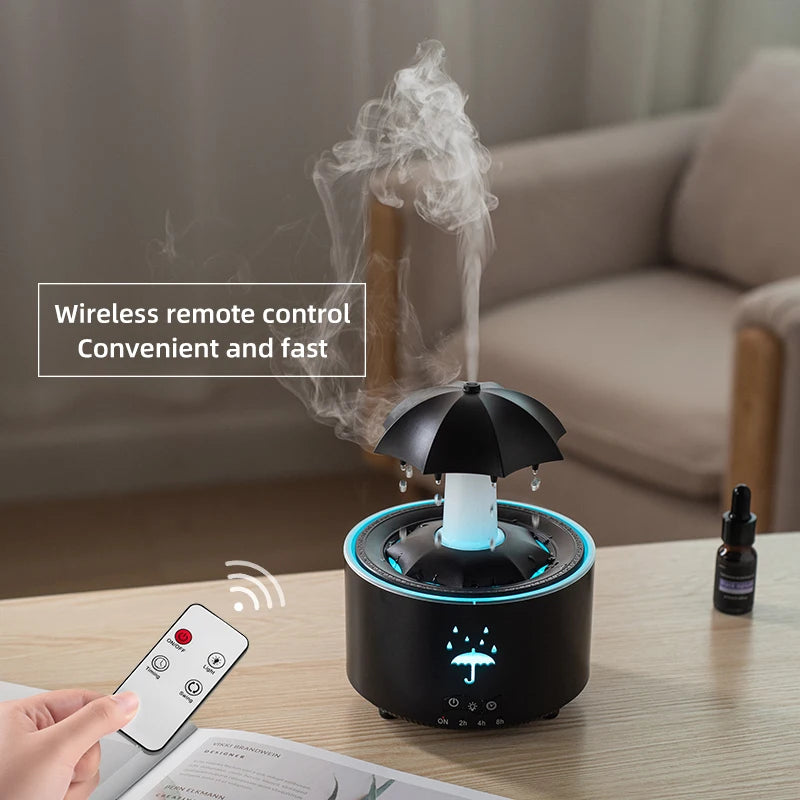 Cloud Rain Humidifier – Raindrop Aroma Diffuser with Remote & Night Light