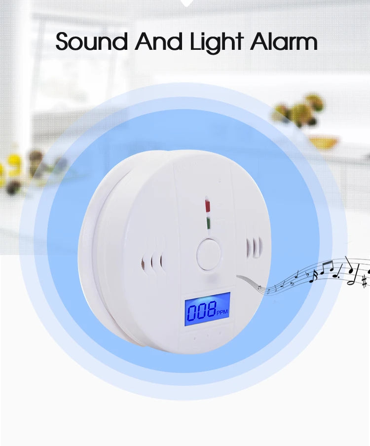 Independent CO Alarm Sensor – Carbon Monoxide Detector with LCD Display & 85dB High-Sensitivity Warning for Home & Hotel
