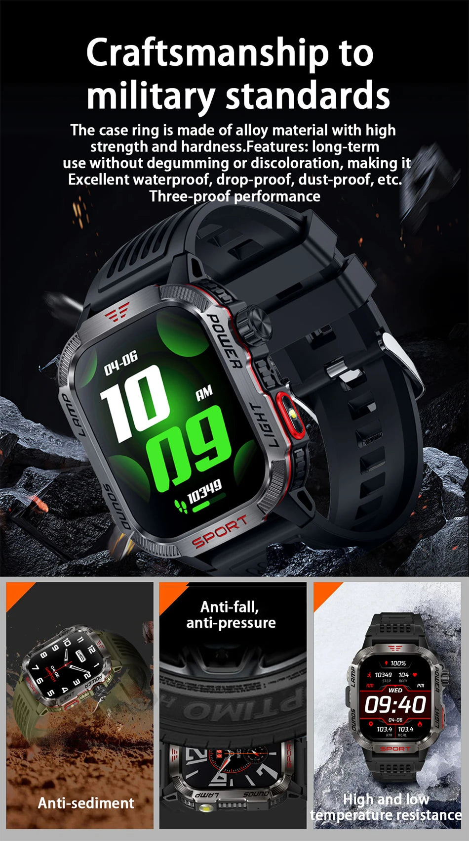 Men’s Military GPS Smartwatch – Outdoor Sport Tracker with Compass & Flashlight