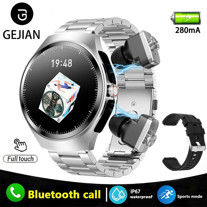 GEJIAN Smartwatch with Built-in Headphones & AMOLED Display
