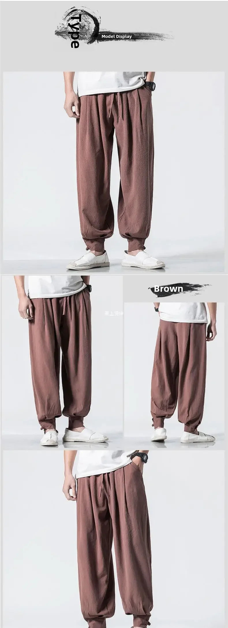 Loose-Fit Cotton Linen Monk Pants – Unisex Zen Meditation Trousers