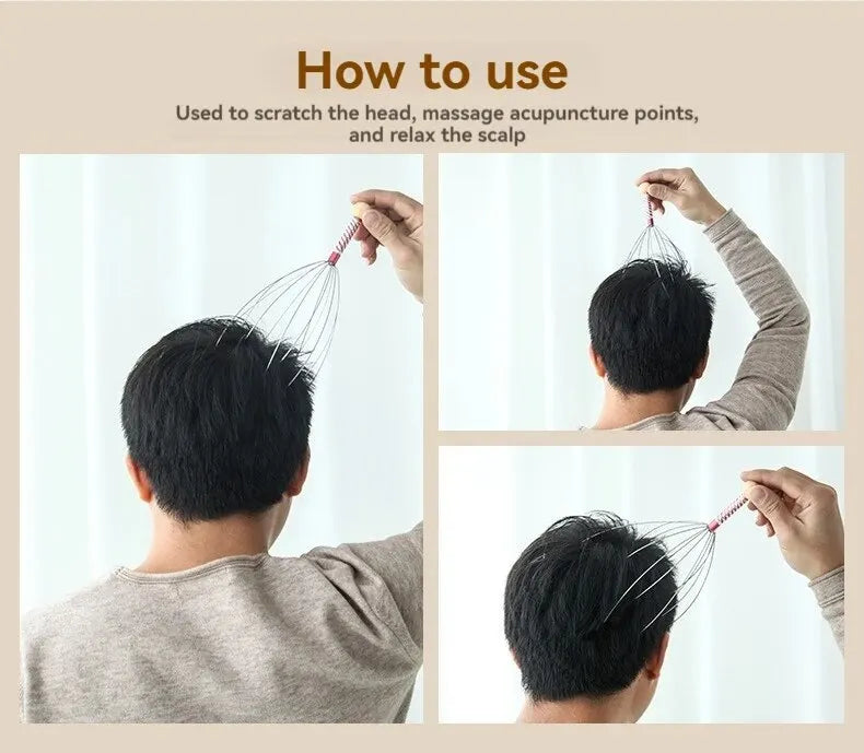 Stainless Steel Octopus Head Massager – Scalp Scratcher & Relaxer